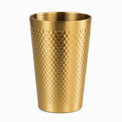 Hammered Golden Stainless Steel Glass – 450ml | Premium Gold Finish Drinking Tumbler - Habitt