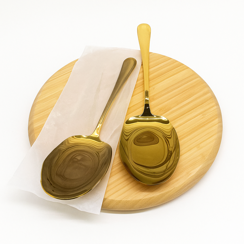 Winsor Golden Stainless Steel Rice Serving Spoon Set – 2 Pieces | Luxury Gold Finish Kitchen Serving Set - Habitt