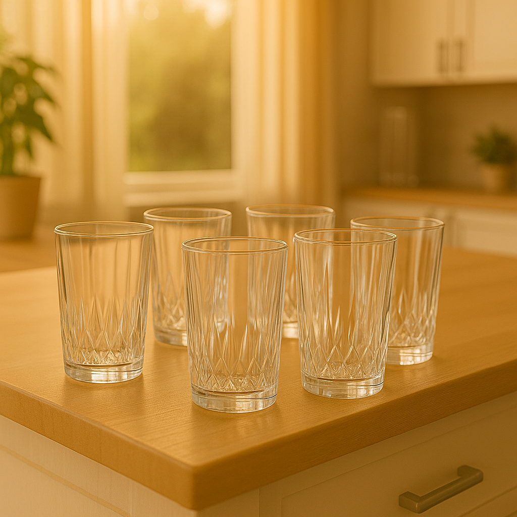 Premium Cut-Design Tumbler Glasses 385 ml – Set of 6 - Habitt