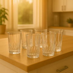 Premium Cut-Design Tumbler Glasses 385 ml – Set of 6 - Habitt