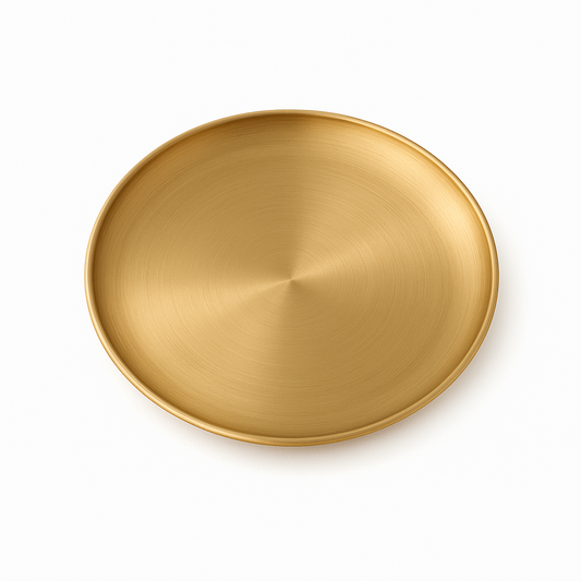 Golden Stainless Steel Round Serving Tray – Multiple Sizes | Luxury Gold Finish Platters for Dining & Décor - Habitt