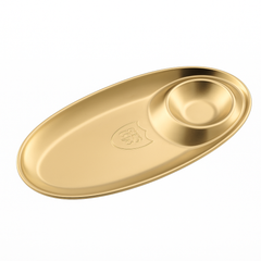 Golden Stainless Steel Chip & Dip Platter | Luxury Gold Finish Serving Tray with Built-In Dip Bowl - Habitt