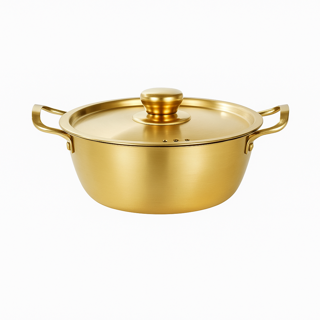 Golden Pot with Lid – Plain Finish | 18 cm / 20 cm / 22 cm - Habitt