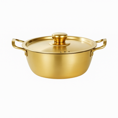 Golden Pot with Lid – Plain Finish | 18 cm / 20 cm / 22 cm - Habitt
