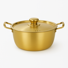 Golden Pot with Lid – Plain Finish | 18 cm / 20 cm / 22 cm - Habitt
