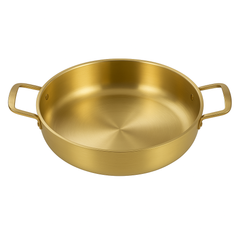 Golden Stainless Steel China Wok – Deep Frying & Stir-Fry Pan with Handles (Available in 22 cm, 24 cm, 26 cm & 28 cm) - Habitt