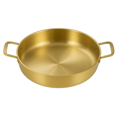 Golden Stainless Steel China Wok – Deep Frying & Stir-Fry Pan with Handles (Available in 22 cm, 24 cm, 26 cm & 28 cm) - Habitt
