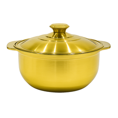 Golden Hotpot Style Serving Pot with Lid – Premium Stainless Steel Cook & Serve Casserole (Available in 22 cm & 24 cm) - Habitt