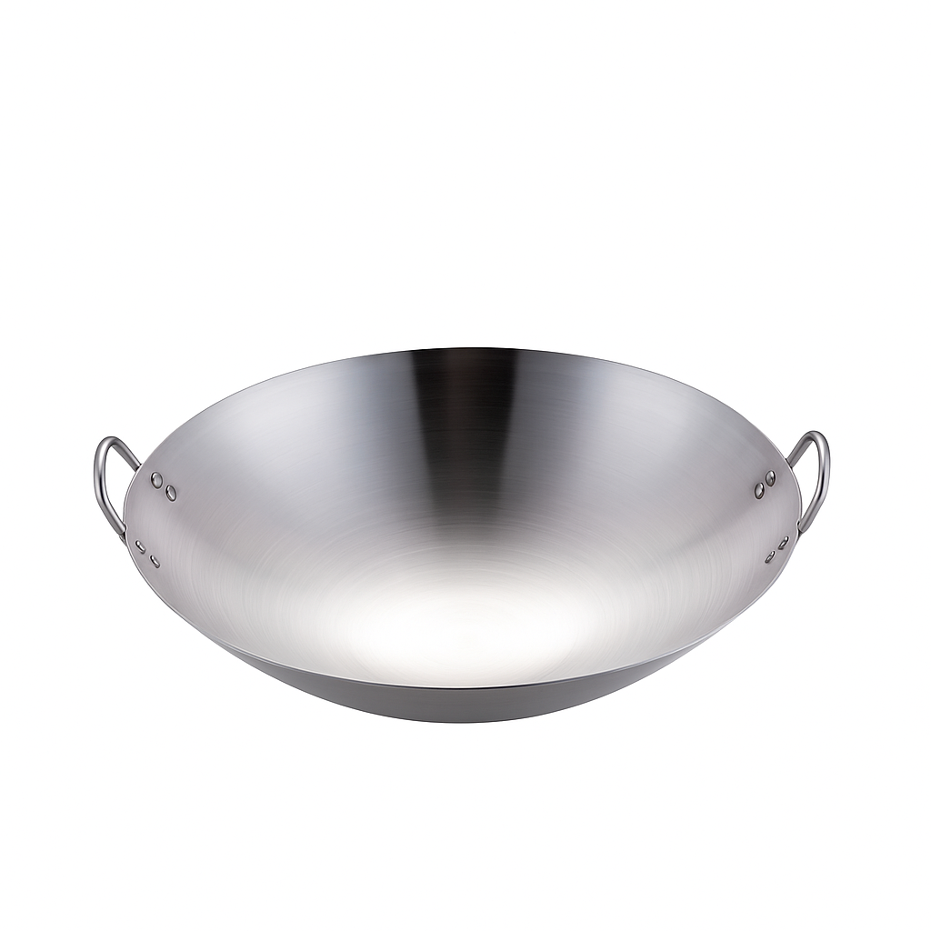 Heavy Gauge Stainless Steel Wok with Dual Handles – Professional-Grade Deep Stir-Fry Pan (Available in 32 cm to 70 cm) - Habitt