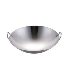 Heavy Gauge Stainless Steel Wok with Dual Handles – Professional-Grade Deep Stir-Fry Pan (Available in 32 cm to 70 cm) - Habitt