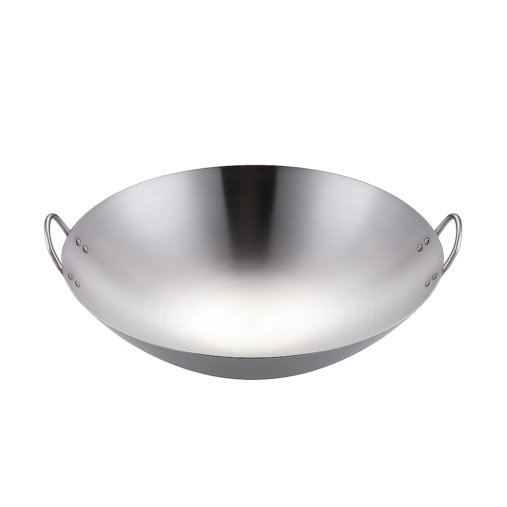 Heavy Gauge Stainless Steel Wok with Dual Handles – Professional-Grade Deep Stir-Fry Pan (Available in 32 cm to 70 cm) - Habitt