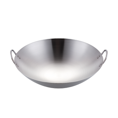 Heavy Gauge Stainless Steel Wok with Dual Handles – Professional-Grade Deep Stir-Fry Pan (Available in 32 cm to 70 cm) - Habitt