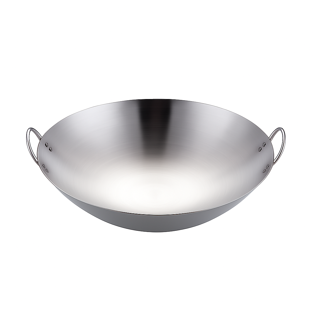 Heavy Gauge Stainless Steel Wok with Dual Handles – Professional-Grade Deep Stir-Fry Pan (Available in 32 cm to 70 cm) - Habitt