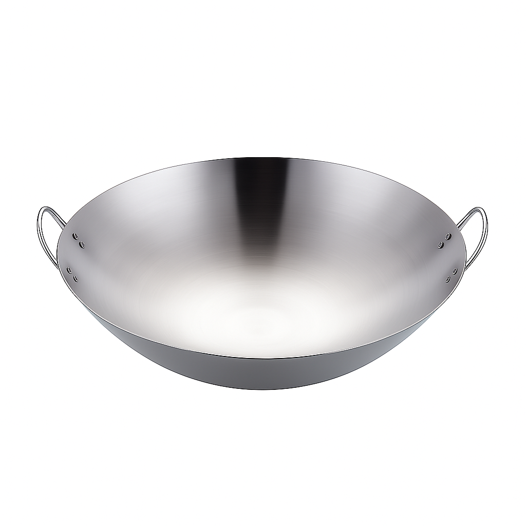 Heavy Gauge Stainless Steel Wok with Dual Handles – Professional-Grade Deep Stir-Fry Pan (Available in 32 cm to 70 cm) - Habitt
