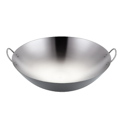 Heavy Gauge Stainless Steel Wok with Dual Handles – Professional-Grade Deep Stir-Fry Pan (Available in 32 cm to 70 cm) - Habitt