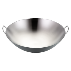 Heavy Gauge Stainless Steel Wok with Dual Handles – Professional-Grade Deep Stir-Fry Pan (Available in 32 cm to 70 cm) - Habitt