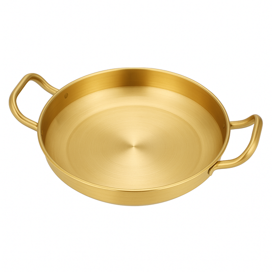 Golden Spanish Paella Pan – Premium Stainless Steel Dual-Tone Cook & Serve Pan (Available in 22 cm to 30 cm) - Habitt