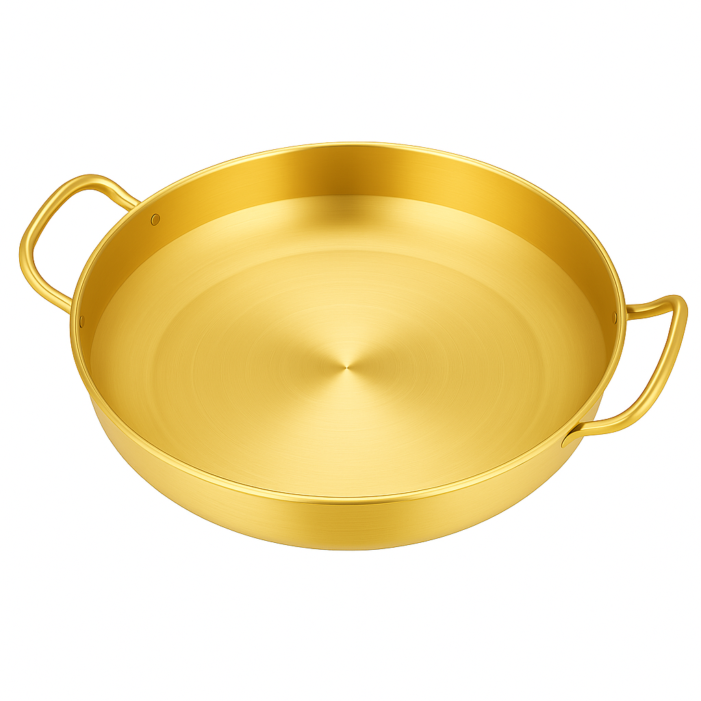 Golden Spanish Paella Pan – Premium Stainless Steel Dual-Tone Cook & Serve Pan (Available in 22 cm to 30 cm) - Habitt