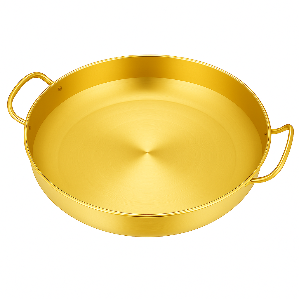 Golden Spanish Paella Pan – Premium Stainless Steel Dual-Tone Cook & Serve Pan (Available in 22 cm to 30 cm) - Habitt