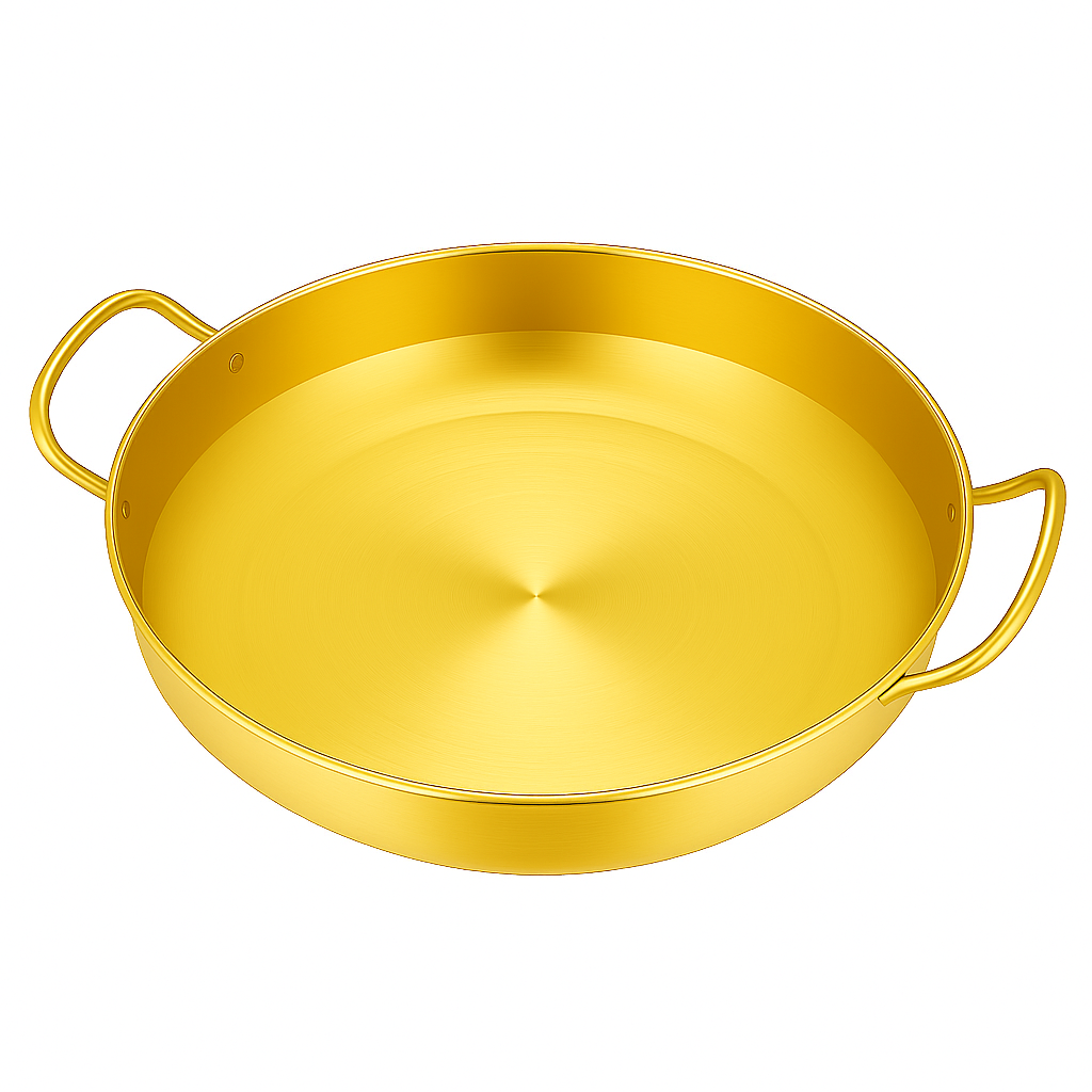 Golden Spanish Paella Pan – Premium Stainless Steel Dual-Tone Cook & Serve Pan (Available in 22 cm to 30 cm) - Habitt