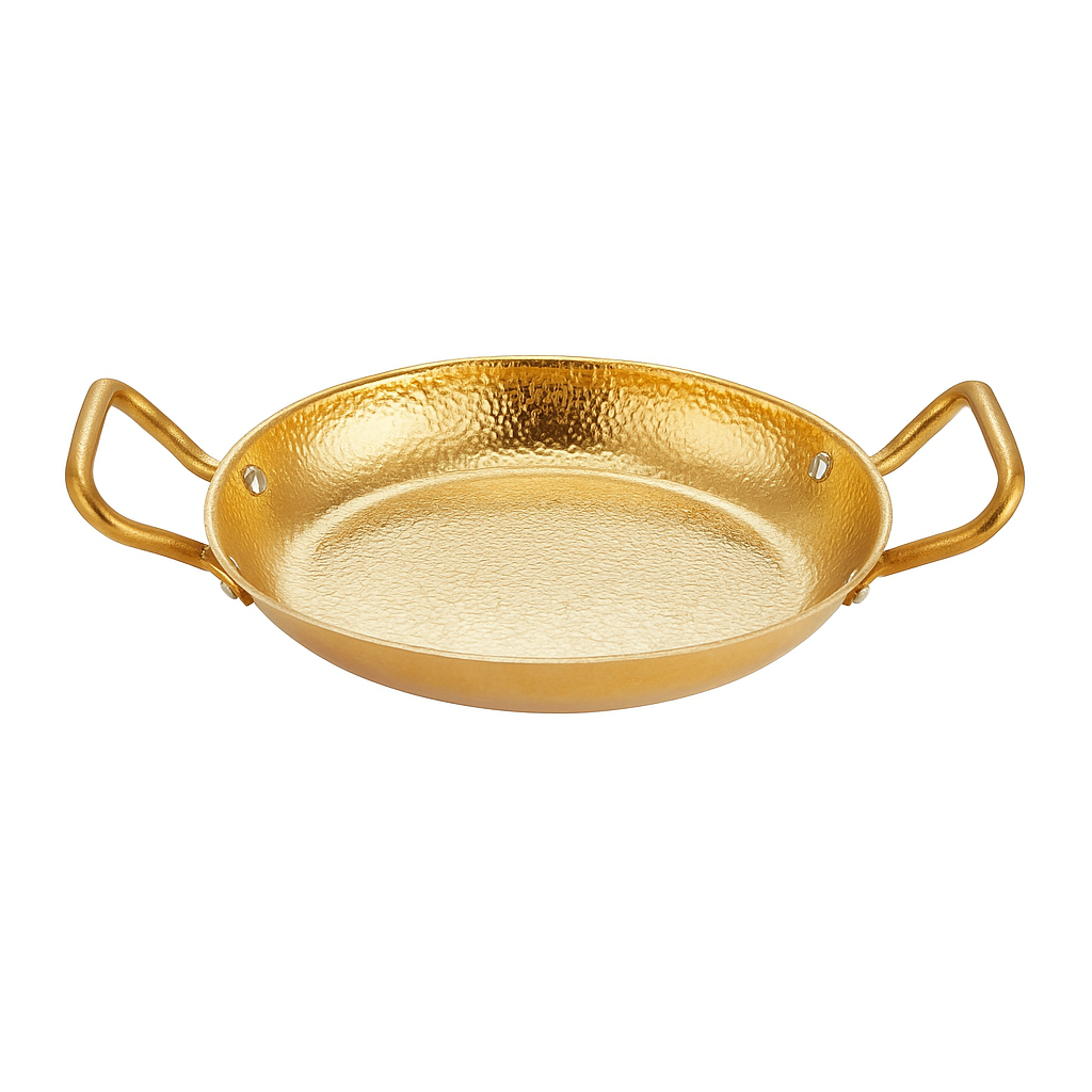 Golden Deep Paella Pan – Textured Stainless Steel Cook & Serve Pan with Handles (Available in 24 cm, 26 cm & 28 cm) - Habitt