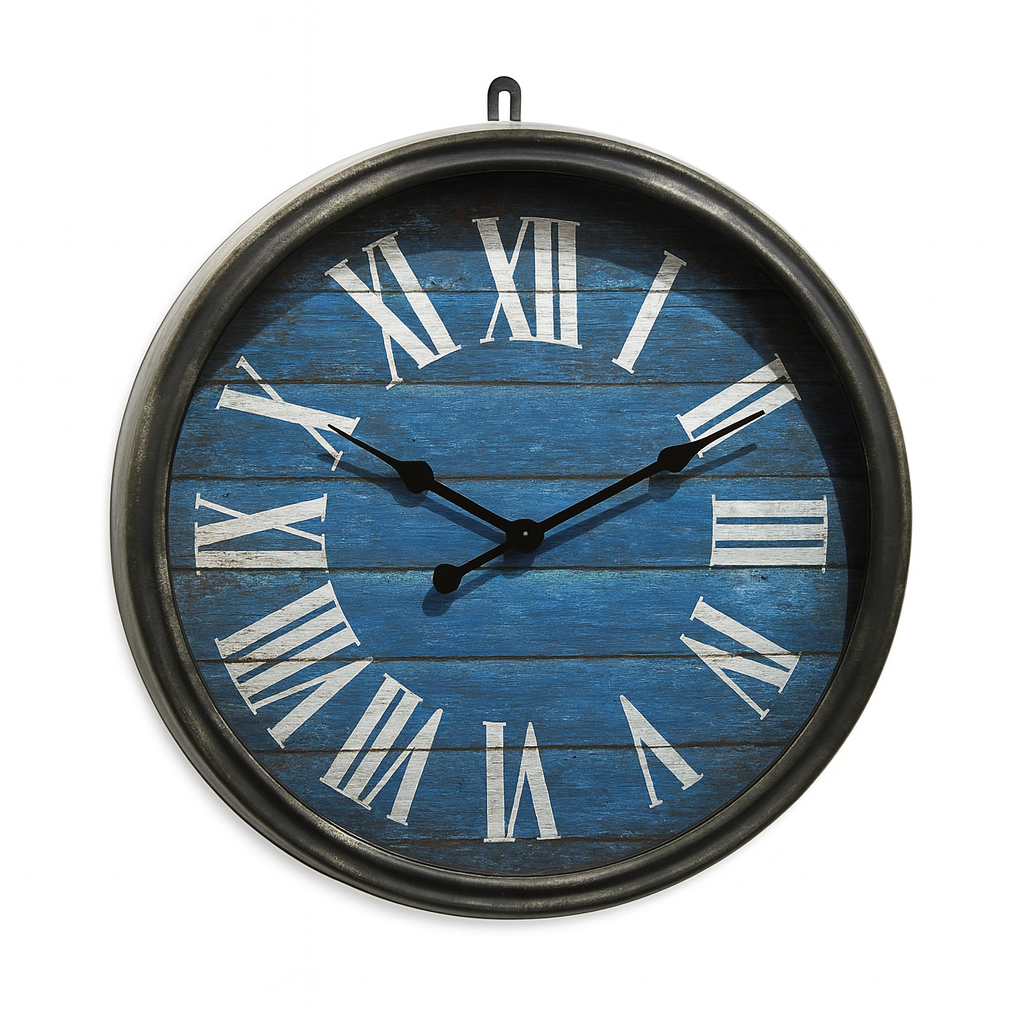 Heritage Oxford 14-Inch Nautical Wall Clock – Blue Rustic with Roman Numerals - Habitt
