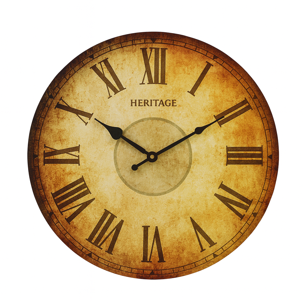 Ocean Wall Clock – Vintage Heritage Roman Numeral Wall Clock with Plastic Frame - Habitt