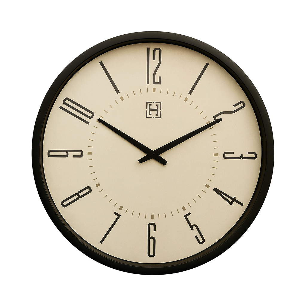 Heritage “Moon Time” Wall Clock 20" – Modern Minimalist Design with Black Plastic Frame - Habitt
