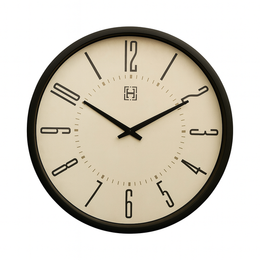 Heritage “Moon Time” Wall Clock 20" – Modern Minimalist Design with Black Plastic Frame - Habitt