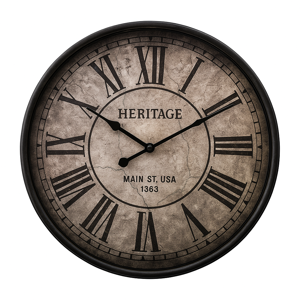 Heritage “Moon Time” 20-Inch Vintage Wall Clock – Roman Numeral Antique Design - Habitt