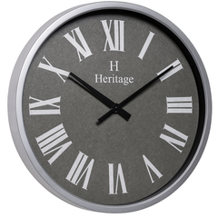 SCOTTISH 20" Heritage Wall Clock – Grey Dial with Silver Plastic Frame and Roman Numerals - Habitt
