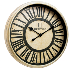 SCOTTISH 20" Heritage Roman Wall Clock – Antique Cream Plastic Frame with Classic Vintage Dial - Habitt