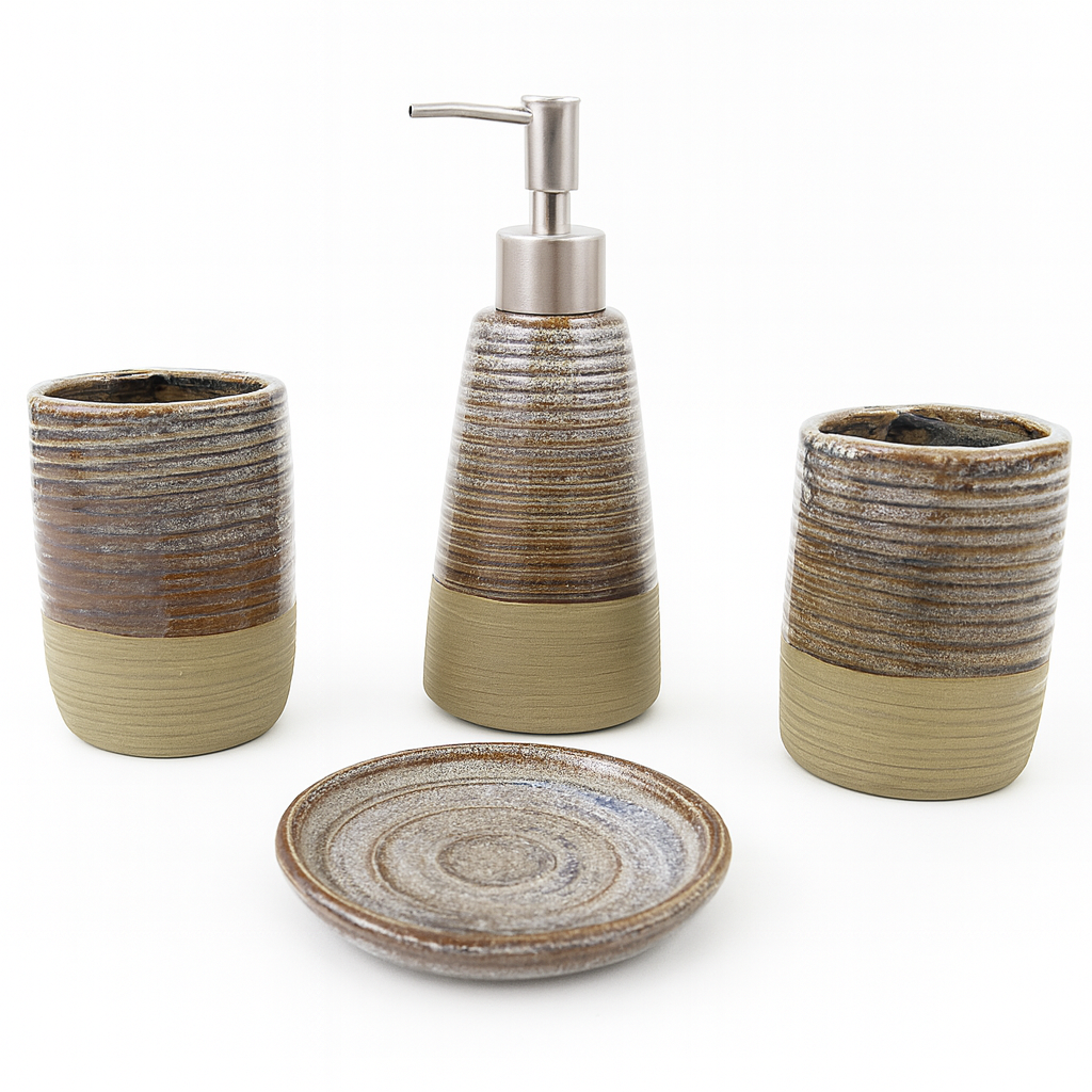 4 Pcs Bathroom Set – Bath Accessory Set - Habitt