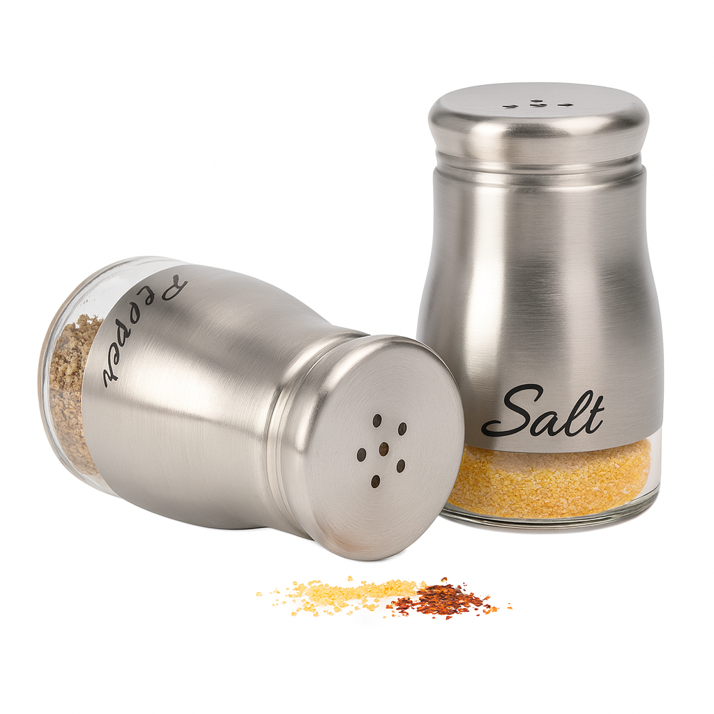 1Pc Stainless Steel Salt & Pepper Shaker – Assorted Design (CH-4, Single Piece) - Habitt