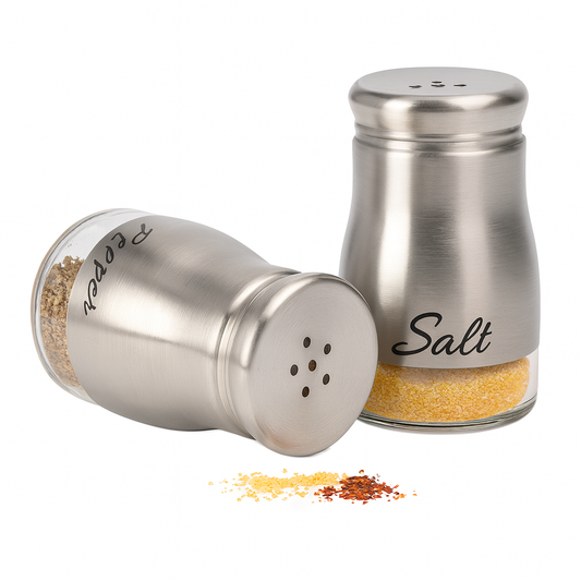 1Pc Stainless Steel Salt & Pepper Shaker – Assorted Design (CH-4, Single Piece) - Habitt