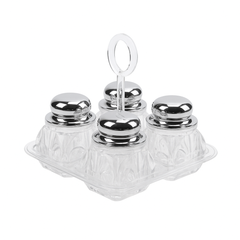 Salt & Pepper Cruet Set – 4 Pcs Acrylic with Rose Gold, Gold & Silver Lids - Habitt