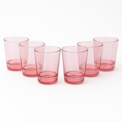 (Pack of 6) Multi-Colored Drinking Glasses – Premium Transparent Tumblers in Purple, Grey, Blue, Pink & Clear Shades - Habitt