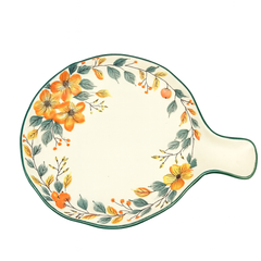 Round Ceramic Baking Dish with Handle – Floral Design (1 Pc, 25x20x3 cm) - Habitt