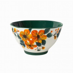 Round Ceramic Bowl – Floral Design (1 Pc, 11.5x11.5x6.5 cm) - Habitt