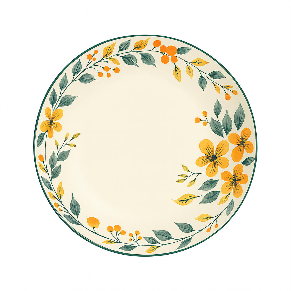Floral Ceramic Soup Plate – Round Design (1 Pc, 20x20x4.5 cm) - Habitt