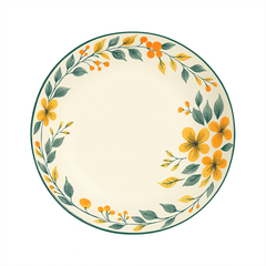 Floral Ceramic Soup Plate – Round Design (1 Pc, 20x20x4.5 cm) - Habitt
