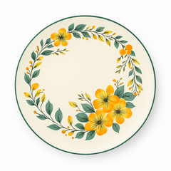 Floral Ceramic Dinner Plate – Round Design (1 Pc, 27x27x2.5 cm) - Habitt