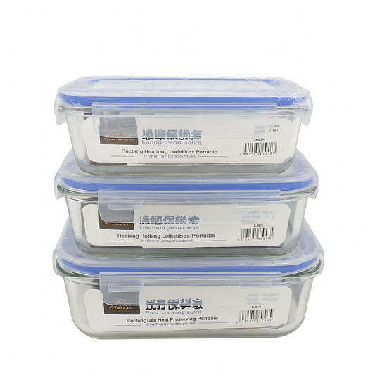 1Pc Premium Airtight Rectangle Glass Food Storage Containers– 1040ml, 1520ml & 2260ml | Leakproof, Microwave & Freezer Safe - Habitt