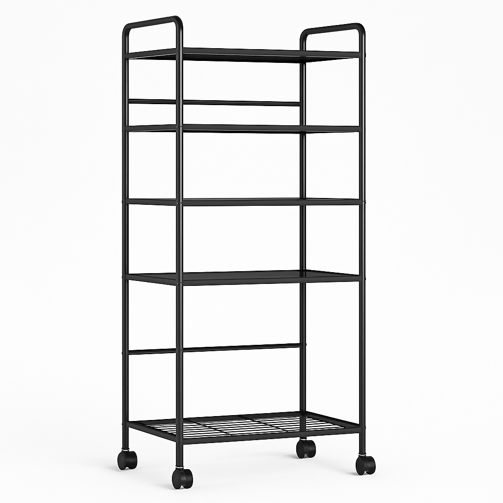 5-Layer Multipurpose Storage Rack with Wheels – Heavy-Duty Organizer - Habitt