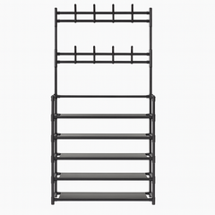 Multifunctional 5-Layer Shoe & Hat Rack with Hooks – Space-Saving Storage Organizer - Habitt