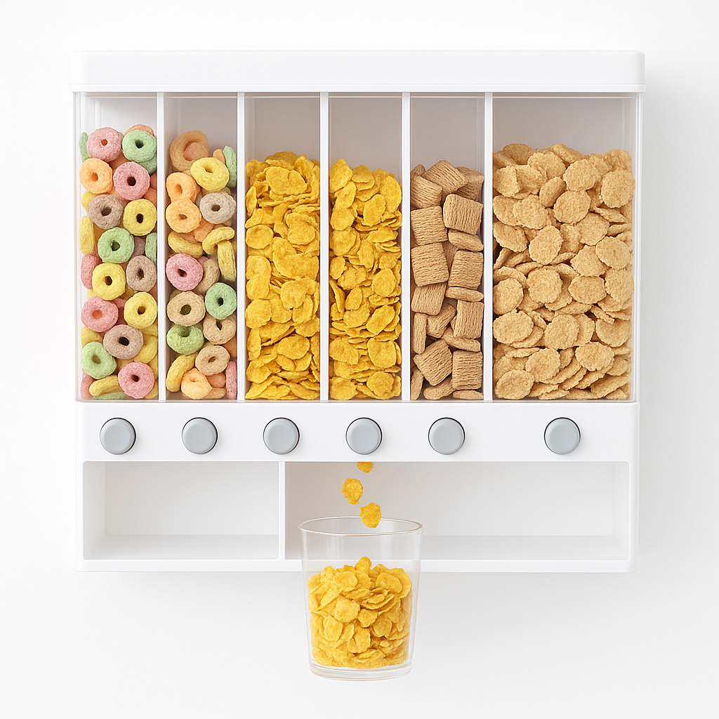 Wall-Mounted Rice &amp; Cereal Dispenser – 10kg Multi-Compartment Grain Storage Container - Habitt