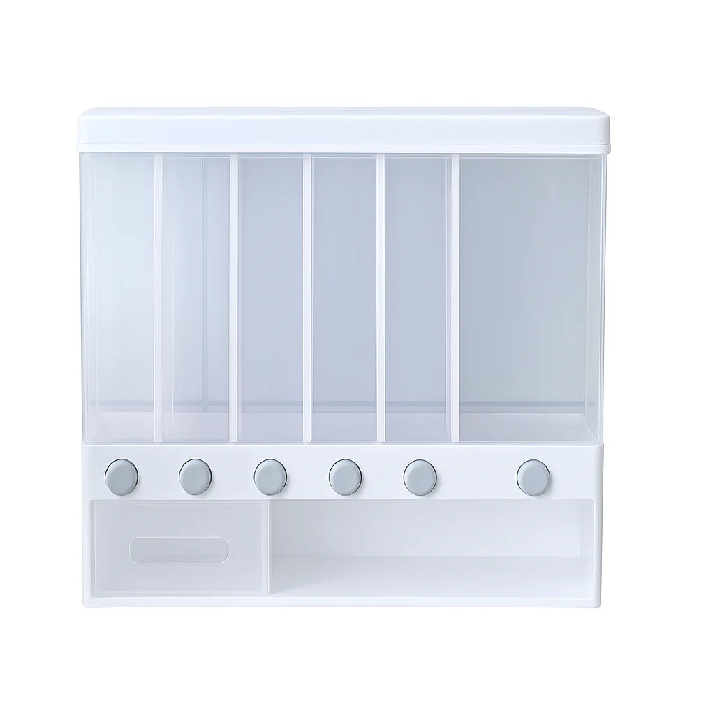 Wall-Mounted Rice &amp; Cereal Dispenser – 10kg Multi-Compartment Grain Storage Container - Habitt