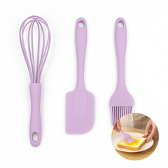 3 Pcs Kitchen Utensil Set (Assorted Colors)– Whisk, Spatula & Basting Brush, Heat-Resistant Baking Tools - Habitt