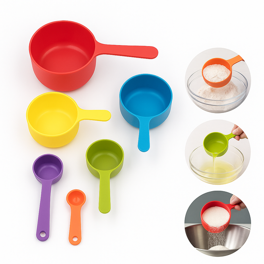 Pack of 6 Pcs - Measuring Spoon Set – Colorful Plastic Measuring Tools for Baking & Cooking (Assorted) - Habitt