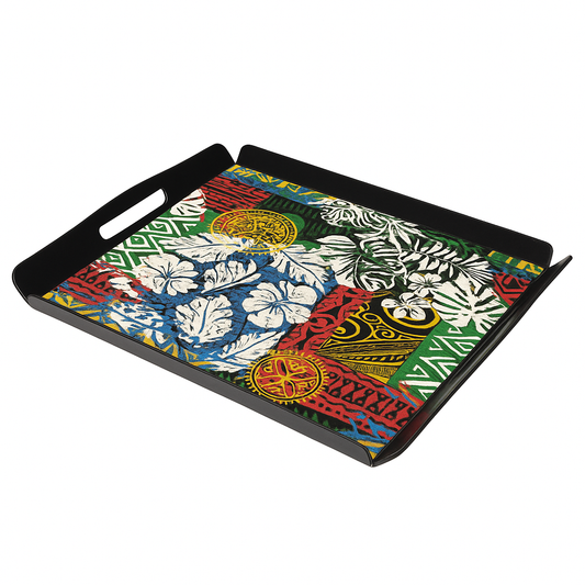 10 on 10 Magical Black Tray – Multicolor Decorative Serving Tray (25.4 cm) - Habitt